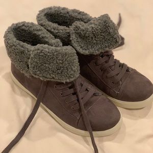 High top fur lined sneakers